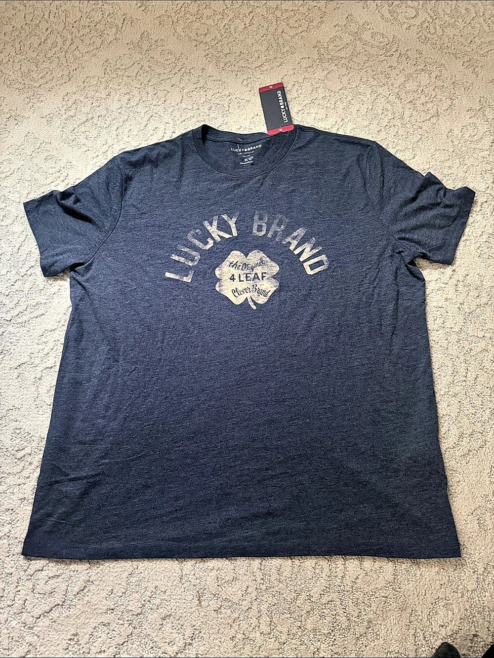 Lucky Brand 4 Leaf Clover Brand Tee Graphic Tee in Blue XL NWT
